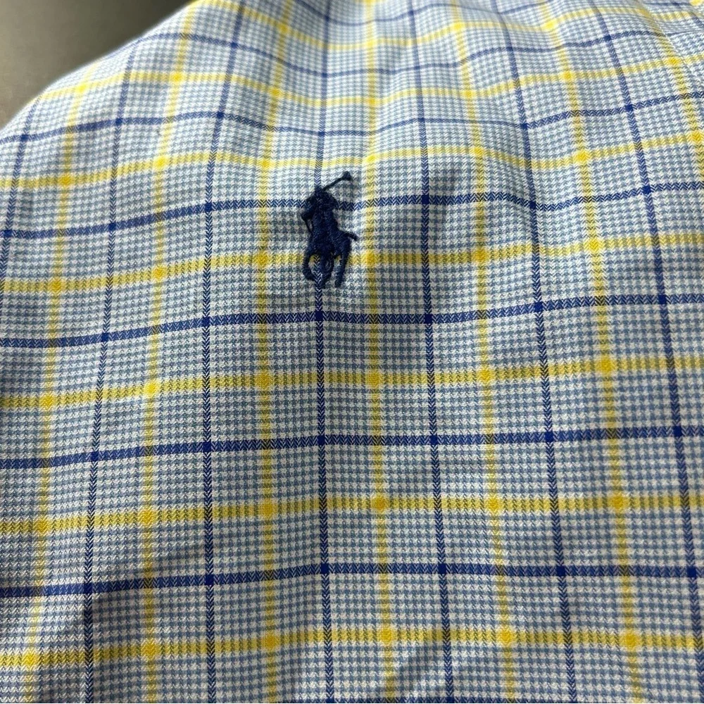 POLO Ralph Lauren Men's Button Down Shirt Blue Yellow Plaid Size Medium